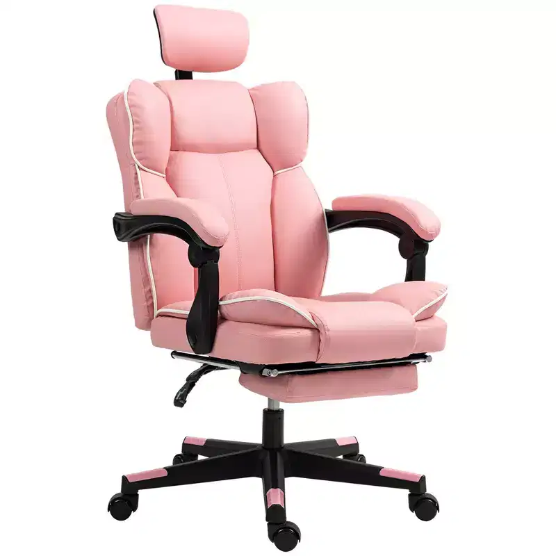 PU Leather Office Chair, Executive Desk Chair with Headrest, Foot Rest, Swivel Wheels, Reclining Computer Chair
