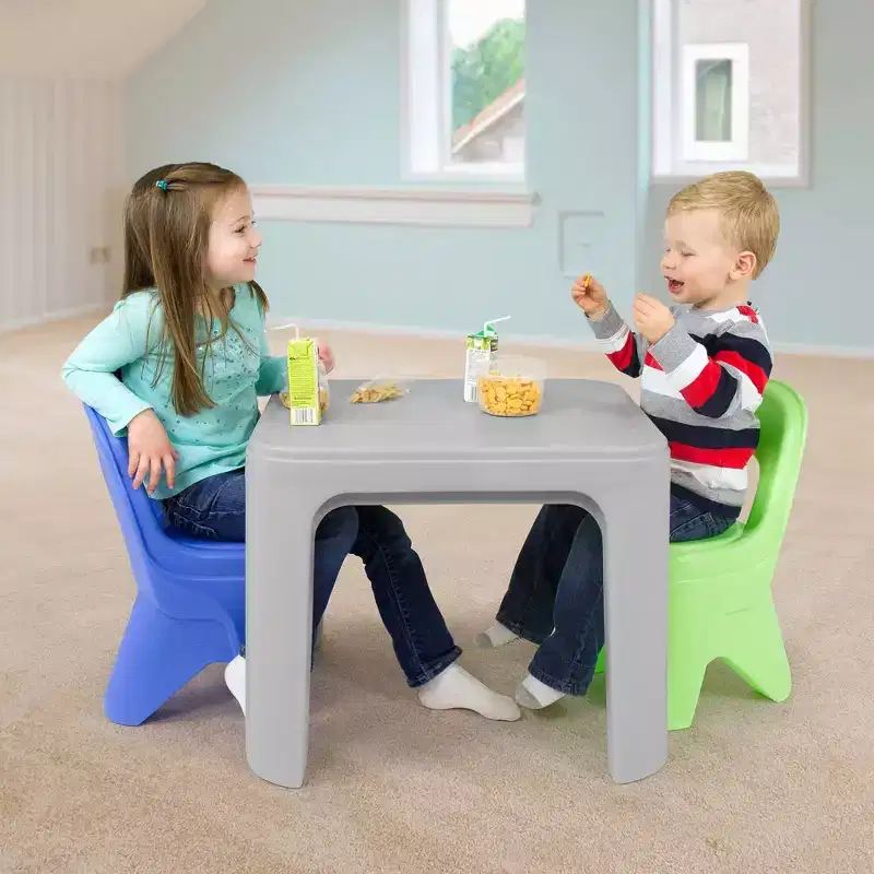 Simplay3 Play Around Kids' Table and Chair Set: Plastic Table, No Assembly Required, 3pc Set
