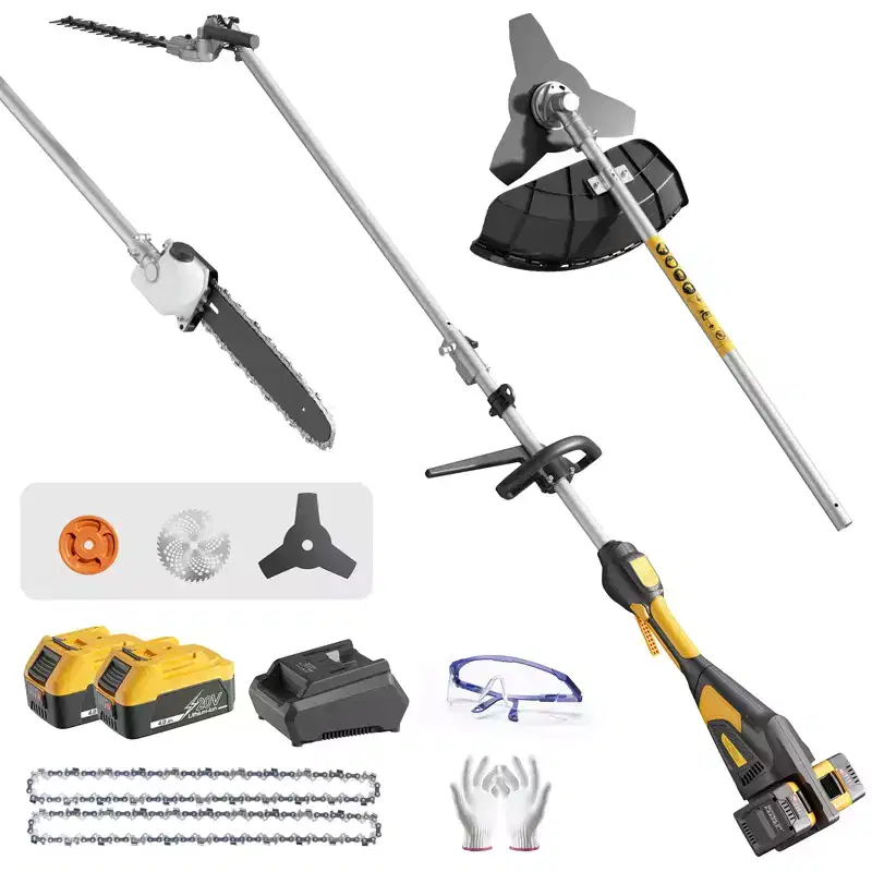 4-in-1 Cordless Hedge Trimmer and Pole Saw Dual 20V Batteries Brushless