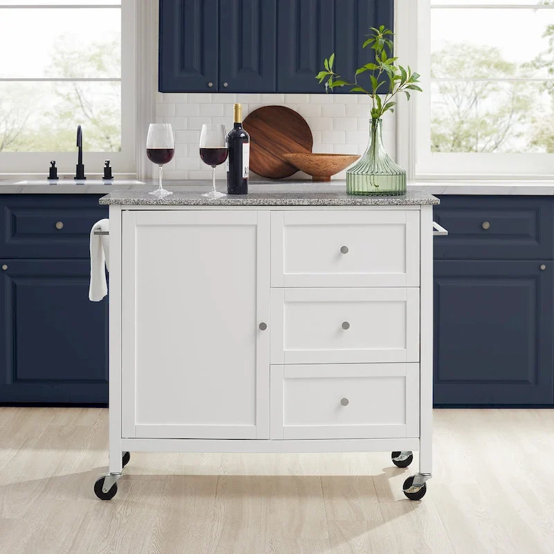Granite Top Kitchen Island/Cart - 18.13d x 42.13w x 37.5h