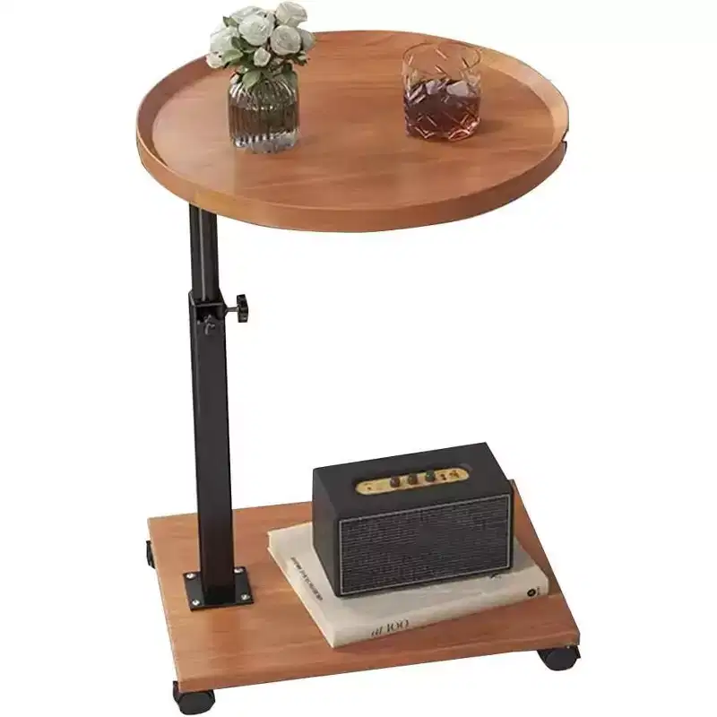 C-Shaped Side Table, 360 Degree Swivel and Height Adjustable, Modern Sofa Table, Mobile Coffee Table, Side Table with Sliding Bottom,for Living Room