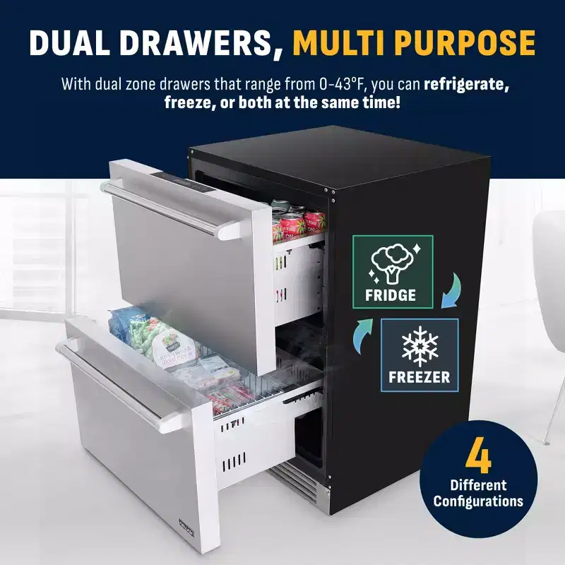 Newair Undercounter Dual Zone Freezer & Refrigerator - 24