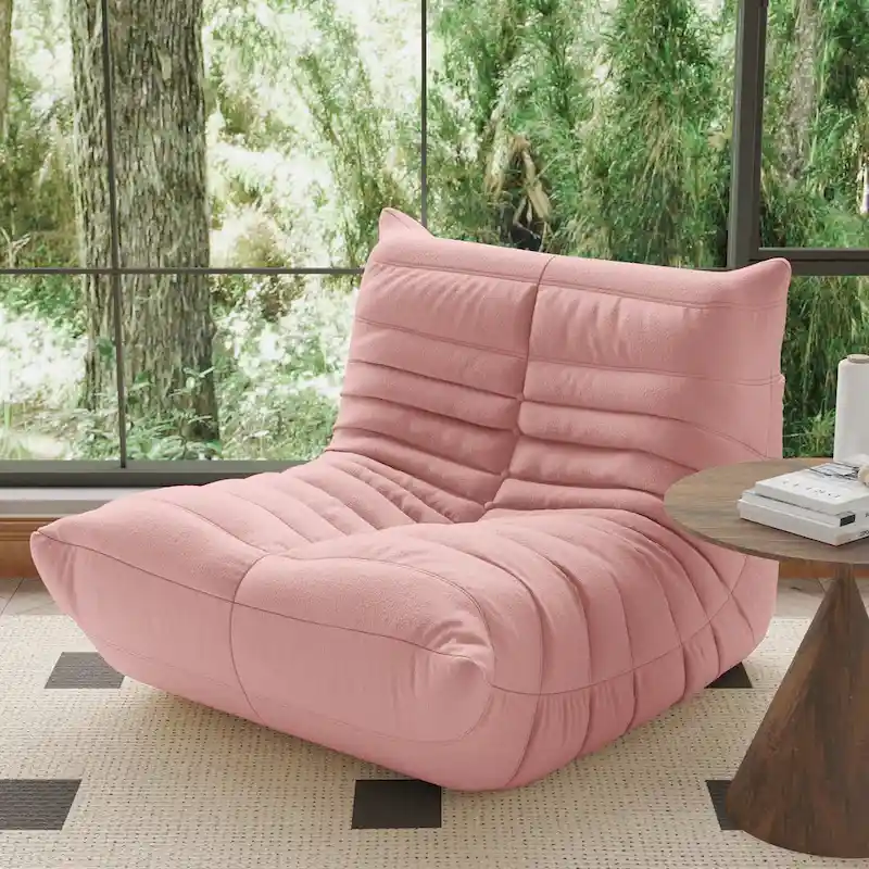 Fireside Chair Single Sofa Teddy Fabric Bean Bag Chair