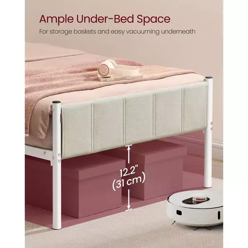Twin Bed Frame with Upholstered Headboard