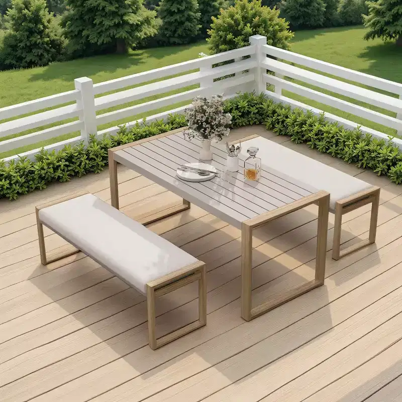 GRANDPATIO 3-Piece Outdoor Dining Set - Seats 2 Faux Wood Finish for Patio
