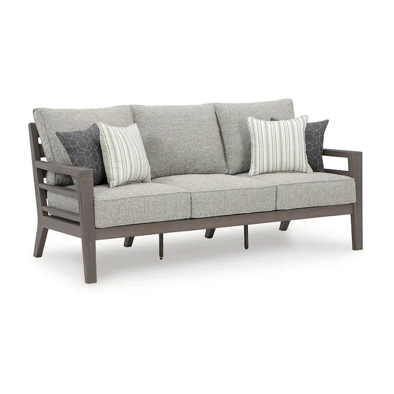 Signature Design by Ashley Hillside Barn Gray/Brown Outdoor Sofa with Cushion - 78.88 W x 34 D x 35.38 H