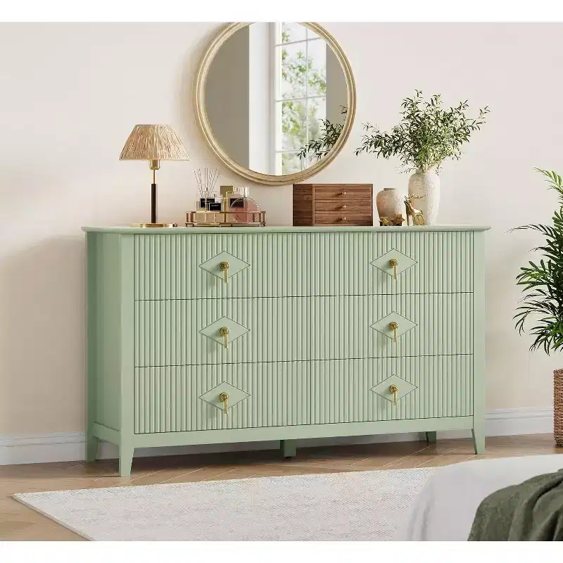 6-Drawer Chest of Drawers with Metal Handles, Wooden Storage Cabinet for Bedroom, Living Room, Hallway