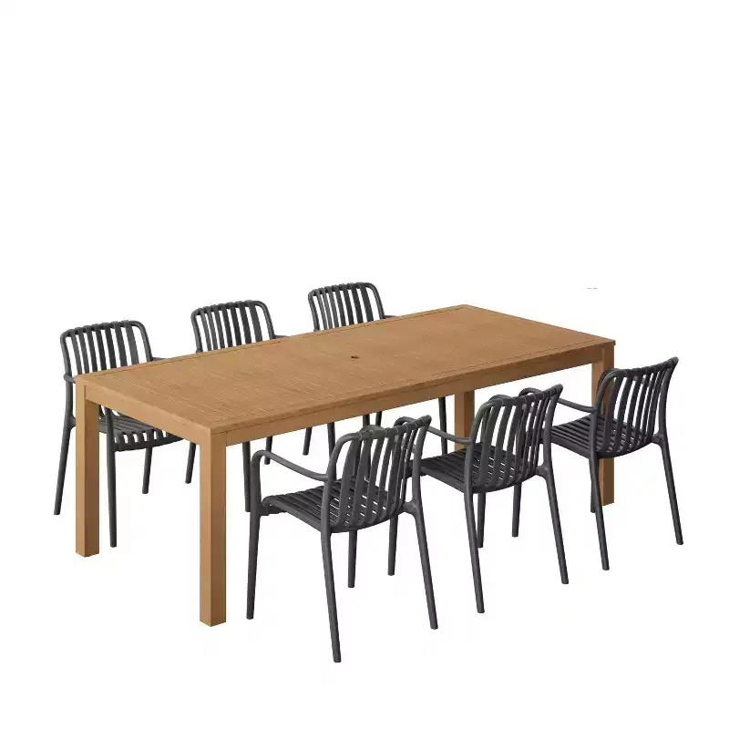 Amazonia Beijo 7pc Rectangular Outdoor Patio Dining Set Black