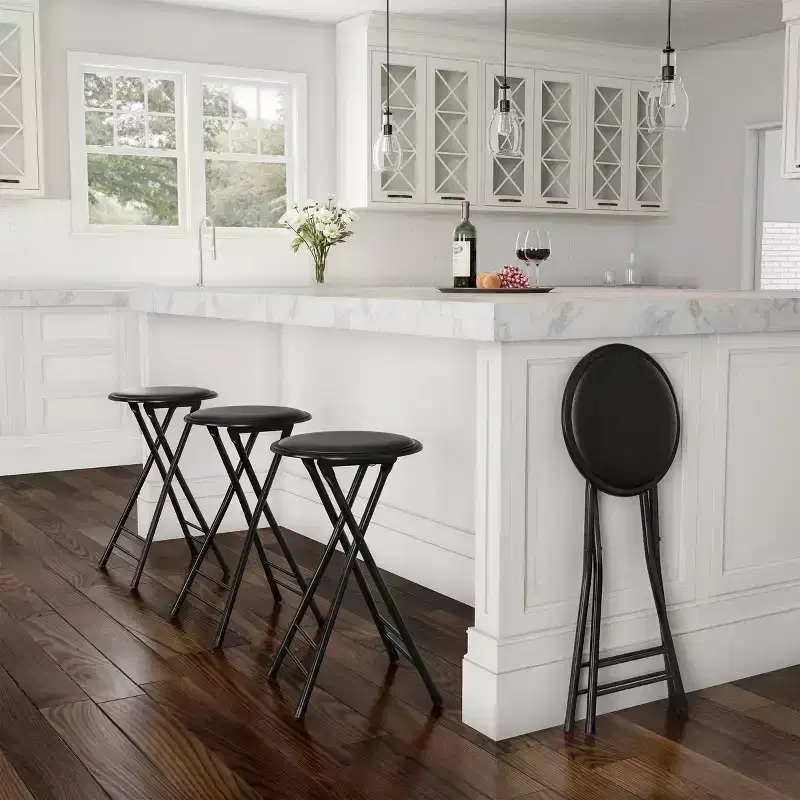 Lavish Home Set of 4 Counter Height Bar Stools, 24 in. Backless Folding Chairs with 225lb Capacity for Kitchen, Rec Room, or Game Room