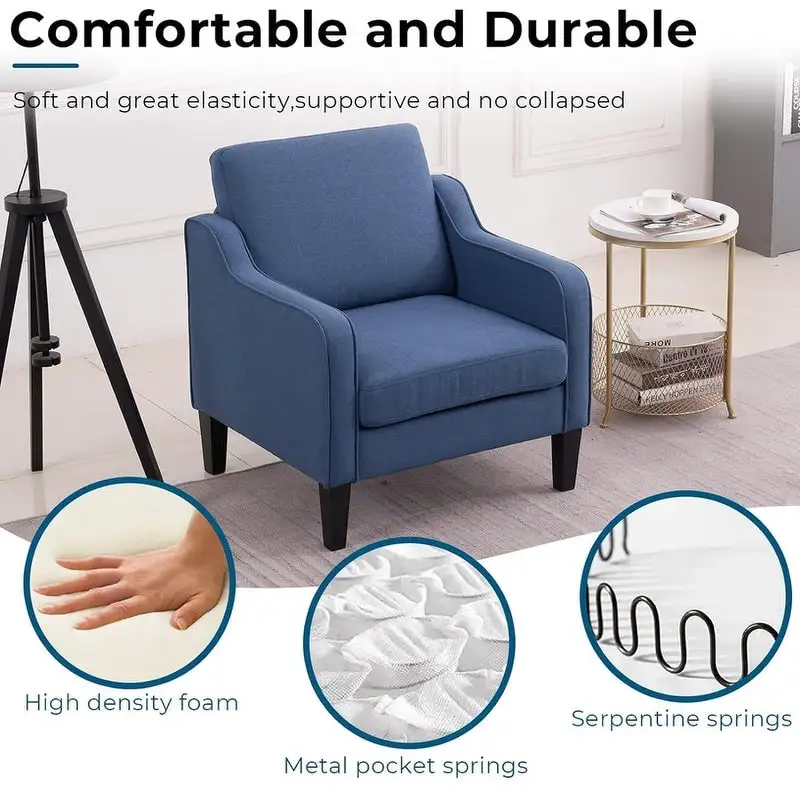 Mid-Century Modern Accent Chair, Single Seat – Multi-Color Options
