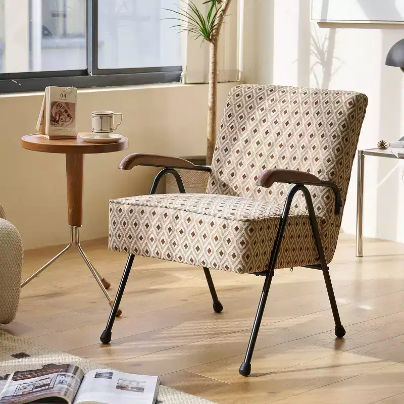 Teeri Modern Upholstered Armchair with Metal Legs and Thick Cushion