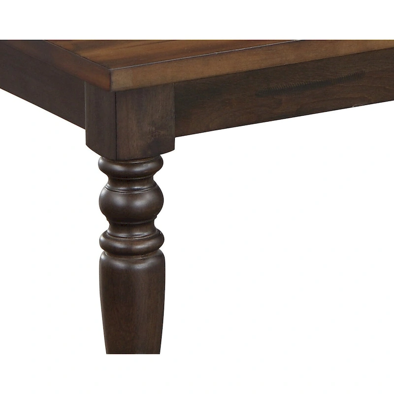 May 48 Inch Two Tone Dining Bench, Turned Legs, Rich Brown Wood Finish