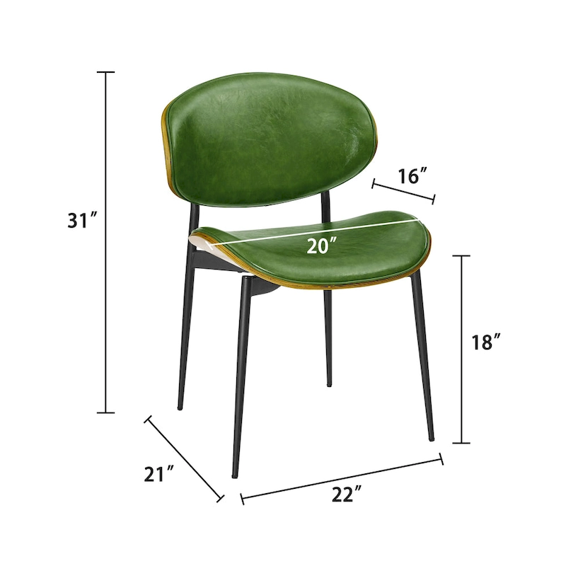 Art Leon Set of 4 Mid-century Wood and Faux Leather Dining Chairs