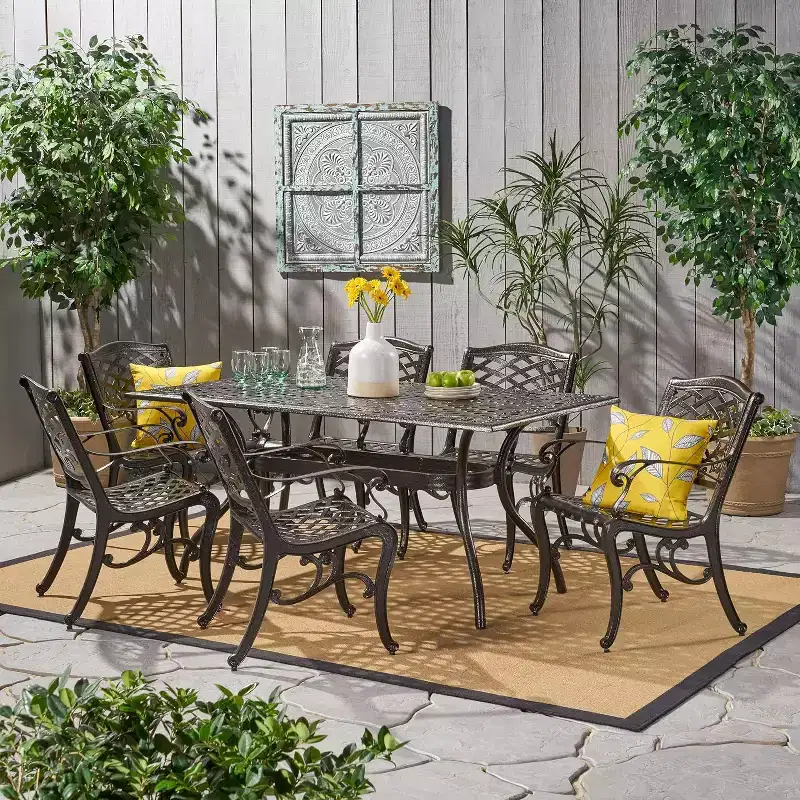 5/7 PCS Outdoor Dining Set Metal Patio Conversation Set Garden Furniture Set Patio Seating Group, Weather-Resistant - ModernLuxe