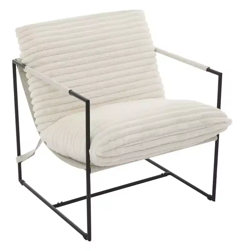 Sling Accent Chair with Metal Frame, Upholstered Living Room Chair with Foam Cushioning