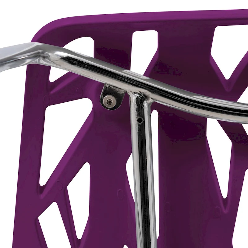 Asbury Stackable Dining Chair with Chrome Legs (Set of 2) Modern Cut-Out Design Backrest Side Chair