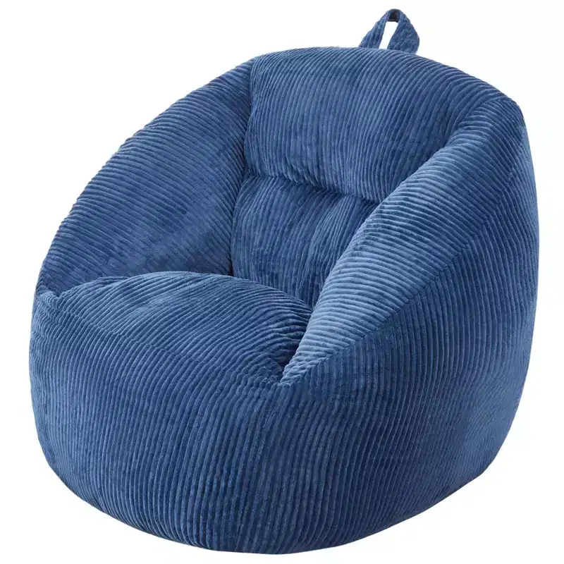 Bean Bag Chair, 3 Feet Bean Bag Chair with Soft Armrests and Storage Pocket, 25D Memory Foam Filled with Soft Teddy Velvet Cover