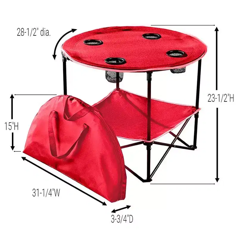 Portable Folding Picnic Table with Shelf & Cup Holders – Waterproof, Outdoor Use, Includes Tote Bag