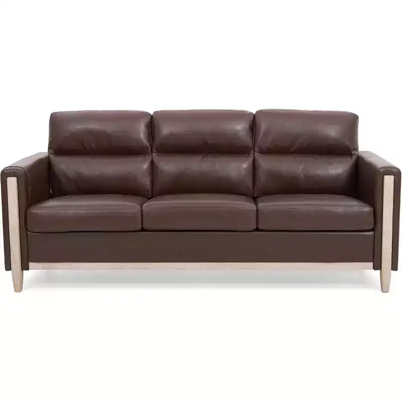 Acekool Modern Upholstered 3-Seater Sofa, Loveseat with Side Pocket, Wood Frame, for Living Room, Bedroom, Office, Gray