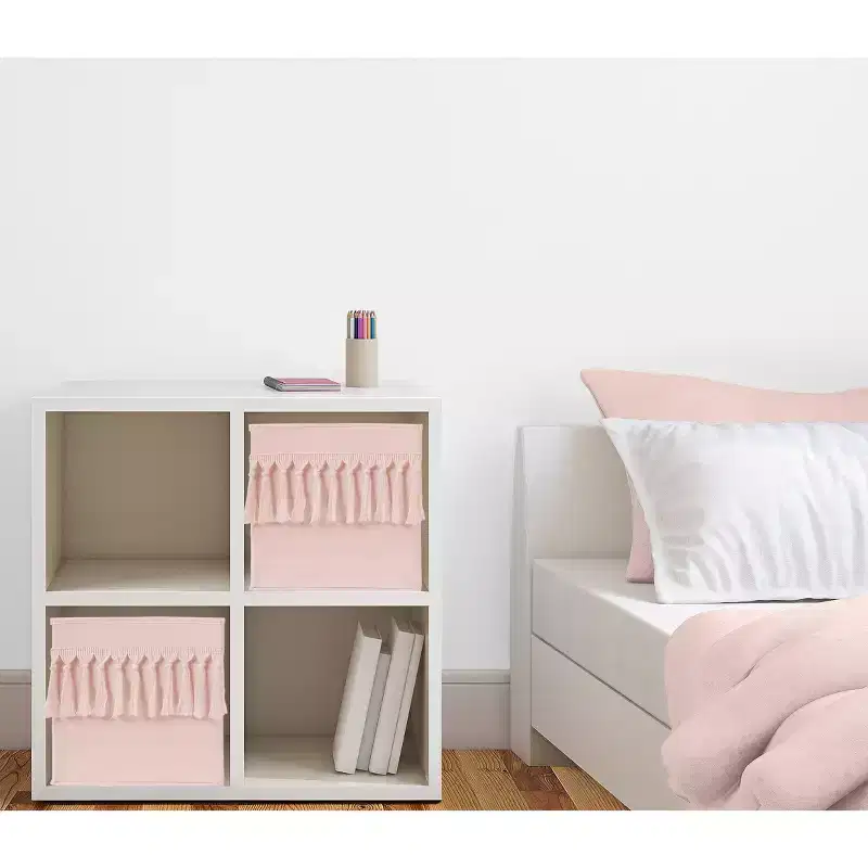 Girl Kids' Decorative Fabric Storage Bins Bohemian Blush Pink