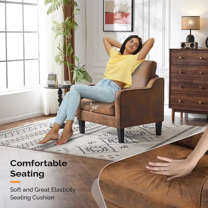 Mid-Century Modern Accent Chair, Single Seat – Multi-Color Options