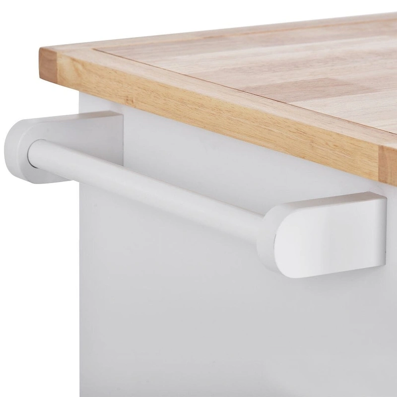 Kitchen Island on Wheels with Open Compartments and 2 Drawers