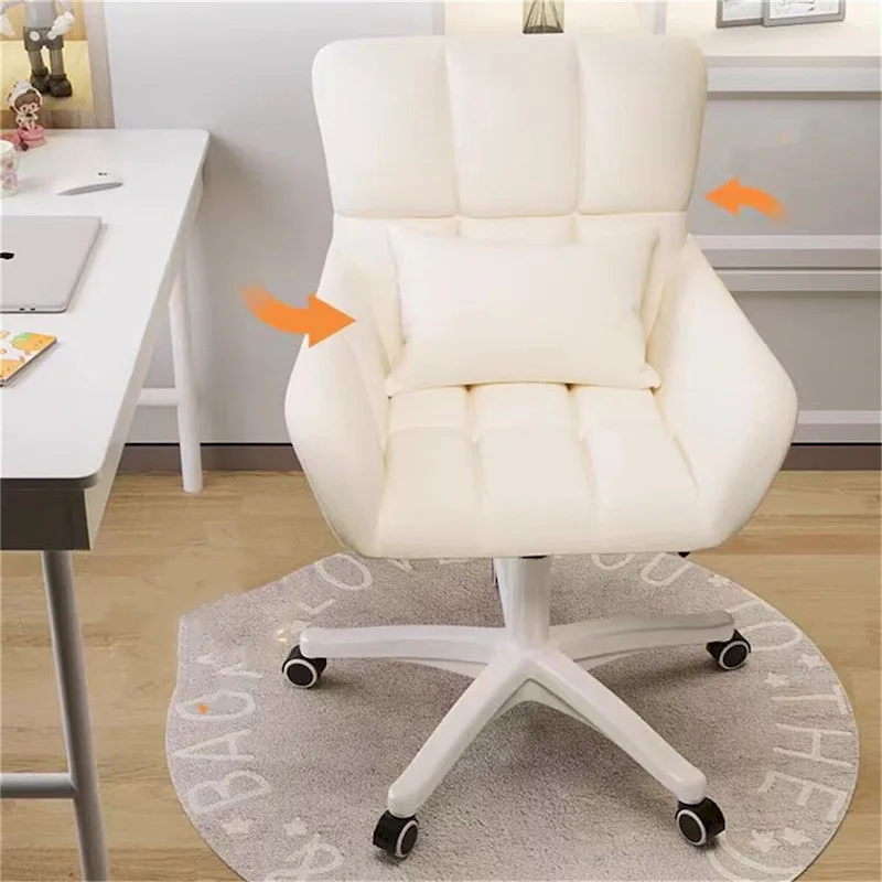 Upholstered Home Office Task Chair with Lumbar Pillow, 360-Degree Swivel, Adjustable Height, Desk Chair