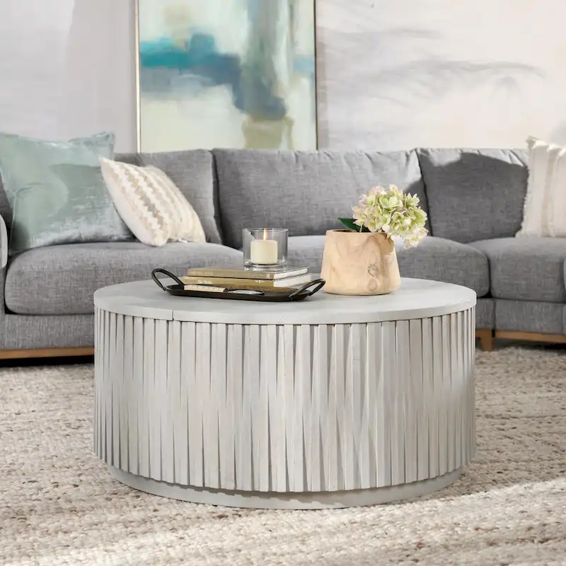 Round Coffee Table with Hidden Storage