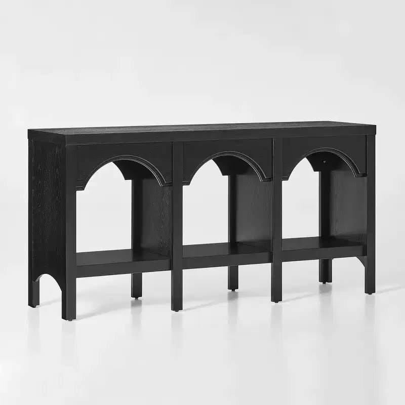 Black / Brown / Whitewashed Triple-Arch Console Table, 60