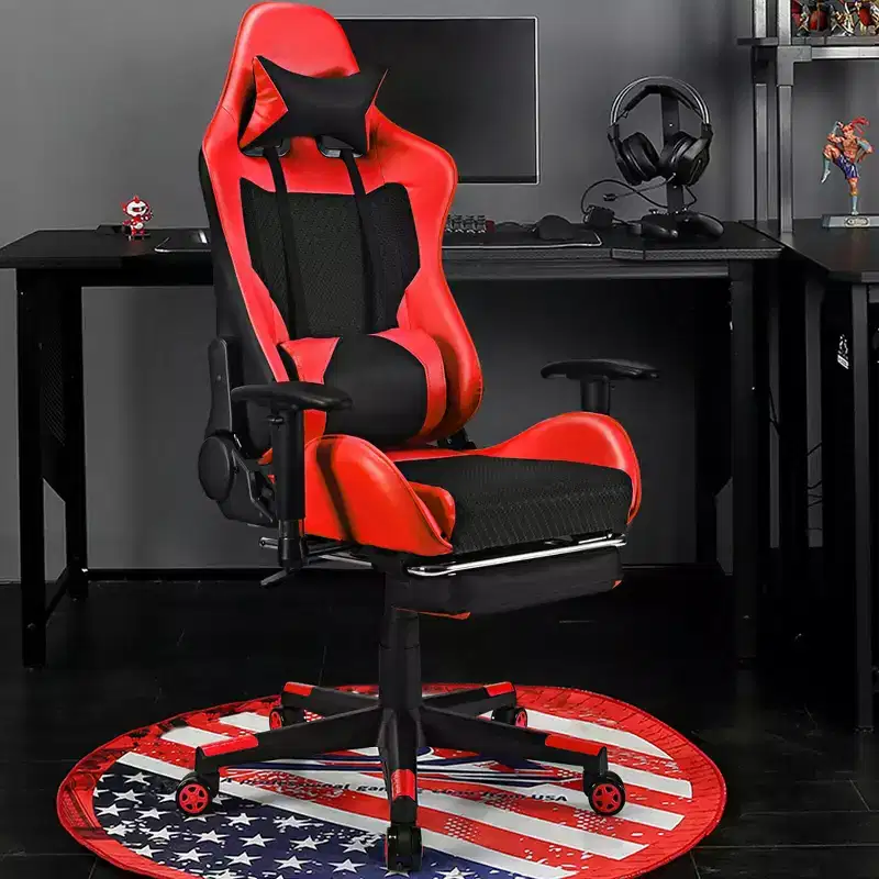 Costway Massage Gaming Chair Recliner Racing Chair w/ Massage Lumbar Support & Footrest