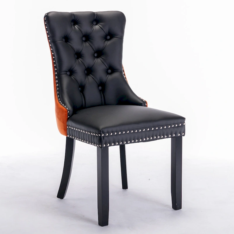 Set of 2 Modern High-End Tufted Solid Wood Upholstered Dining Chair with Nailhead Trim
