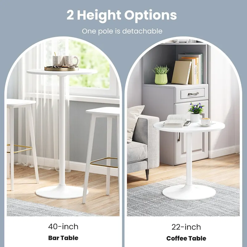 White MDF Metal Bistro Table with Stable Round Base