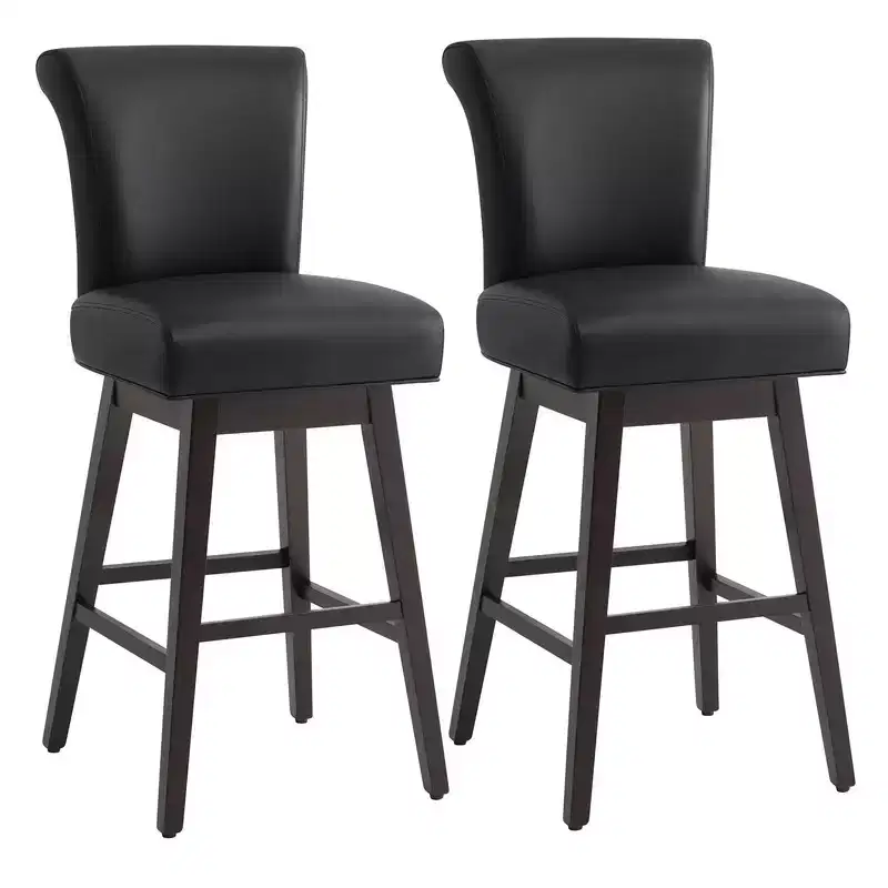 Spruce&Spring Bar Height Swivel Barstool with Curved Back and Thick Cushioned Seat