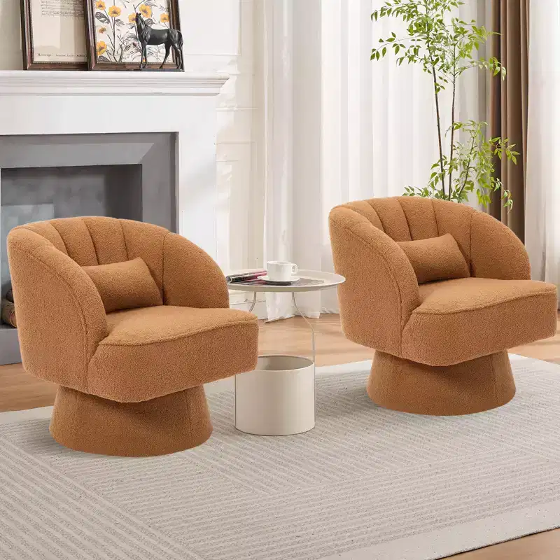 360 Swivel Velvet Armchair  Plush Round Cuddler Chair with Wide Padded Seat, Soft Upholstered for Living Room, Bedroom or Office