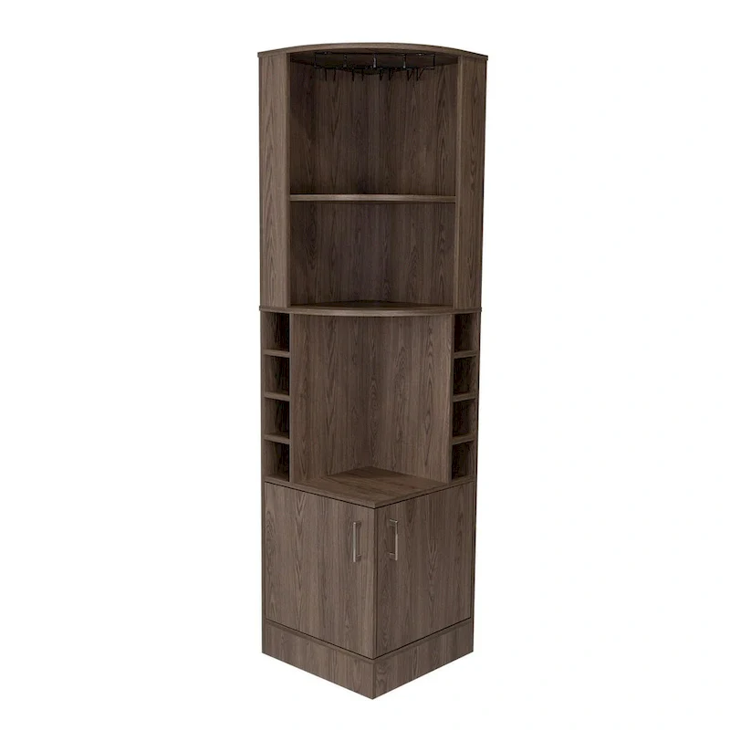 Bar Cabinet with Storage Shelves and Cubbies, Brown