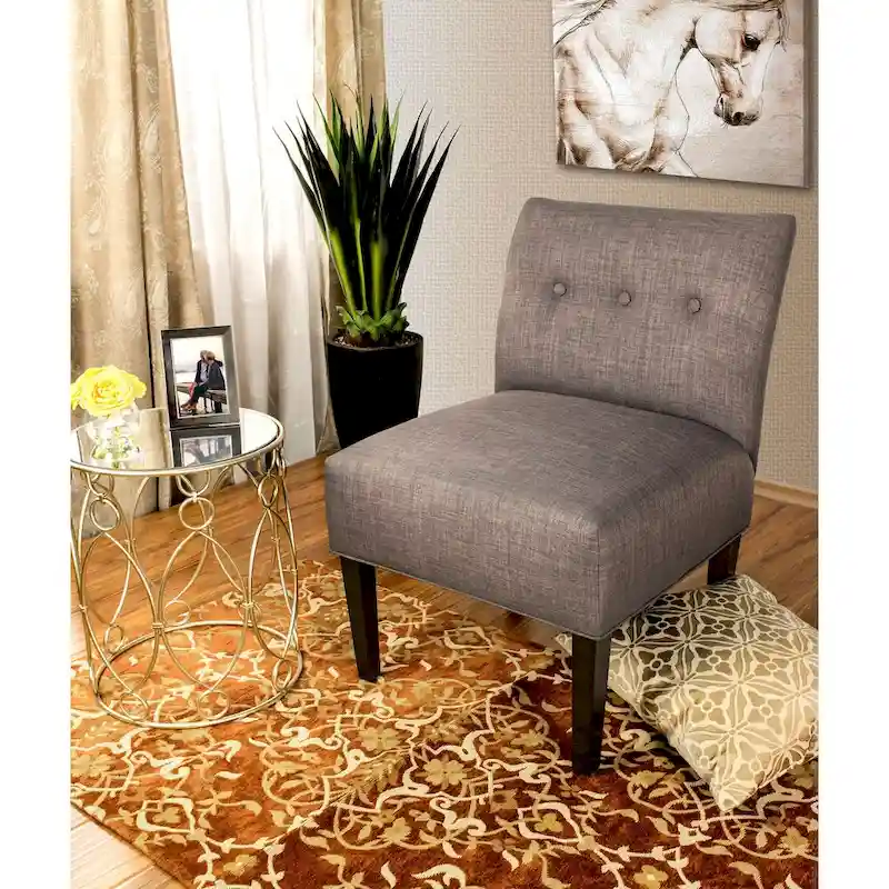 Button Tufted Ikat Accent Chair