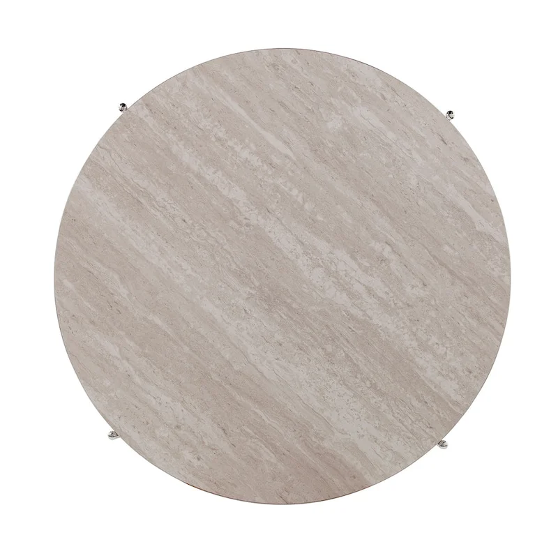 SEI Furniture Henderson Modern Faux Marble Round Coffee Table with Bottom Shelf