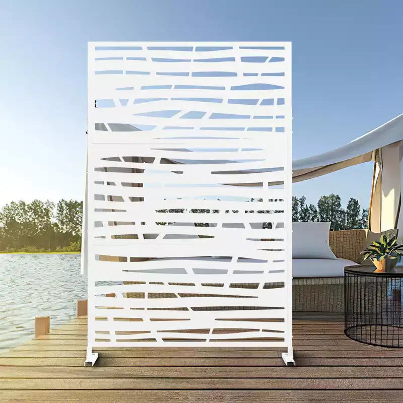 Metal Outdoor Privacy Screen, Freestanding Patio Decorative Panel
