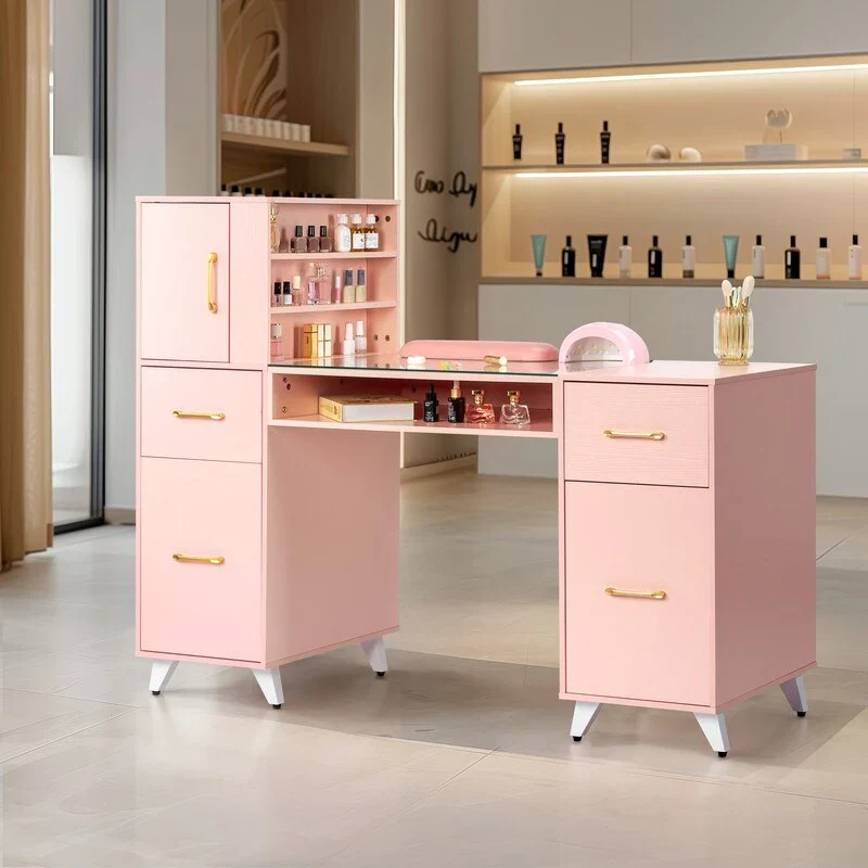 55-Inch Computer Desk with Shelves, Drawers and Cabinet