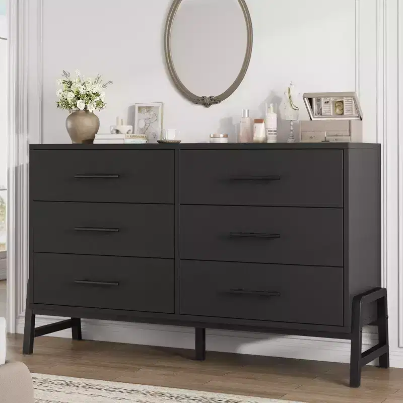 Garvee 6 Dresser for Bedroom, 52 Wide Drawer with Large Storage Space, Freestanding Wooden Closet Storage Dresser Chest for Bedroom