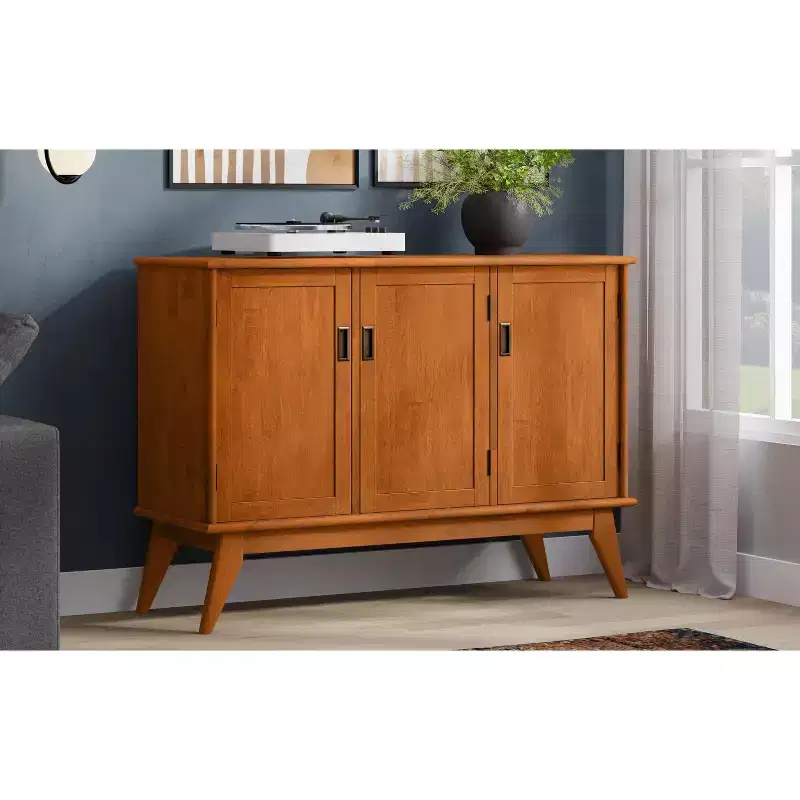 Tierney SOLID HARDWOOD 50 inch Wide Rectangle Mid Century Modern 3 Door Sideboard Buffet