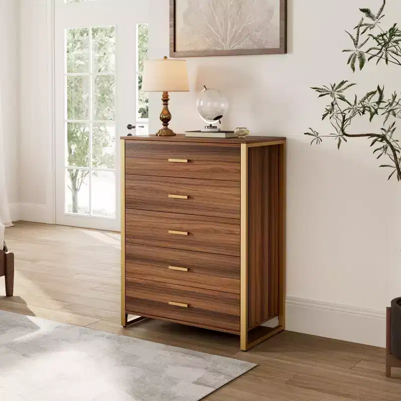 42 Chest 5-Drawers Dresser Accent Cabinet Walnut