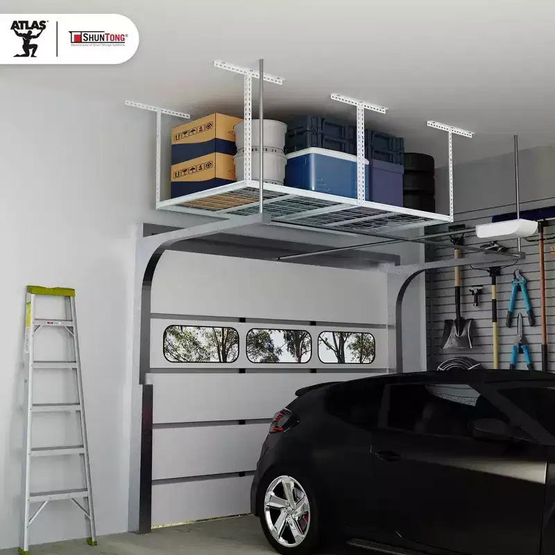 Shuntong 4'x8' The Atlas Pro Overhead Garage Storage Rack 1100 lbs Weight Capacity White