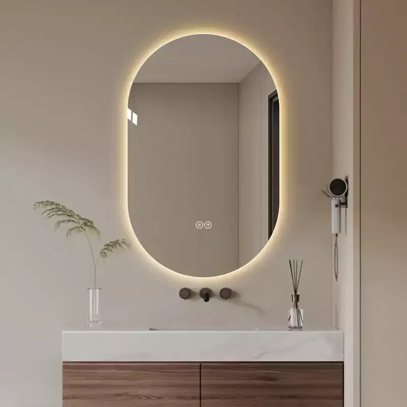 GDFStudio Lark 48 Modern Oval Anti-Fog LED Bathroom Mirror with Adjustable Light Modes