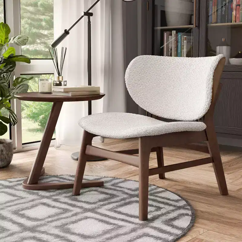 HOMES: Inside + Out 2pc River Run Mid-Century Modern Accent Table Set with Chair Walnut