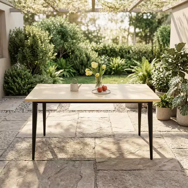 Modern Rectangular Dining Table with MDF Wood Top and Metal Legs, Kitchen Dining Room Table for Home Apartment Dining Space