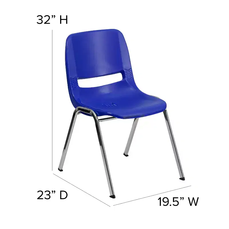 4-Pack Ergonomic Shell Stack Chair with Chrome Frame, 880 lb Capacity, 18