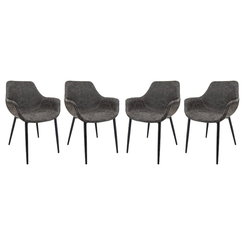 Markley Leather Dining Chair with Iron Legs Set of 4 Modern Accent Armchair