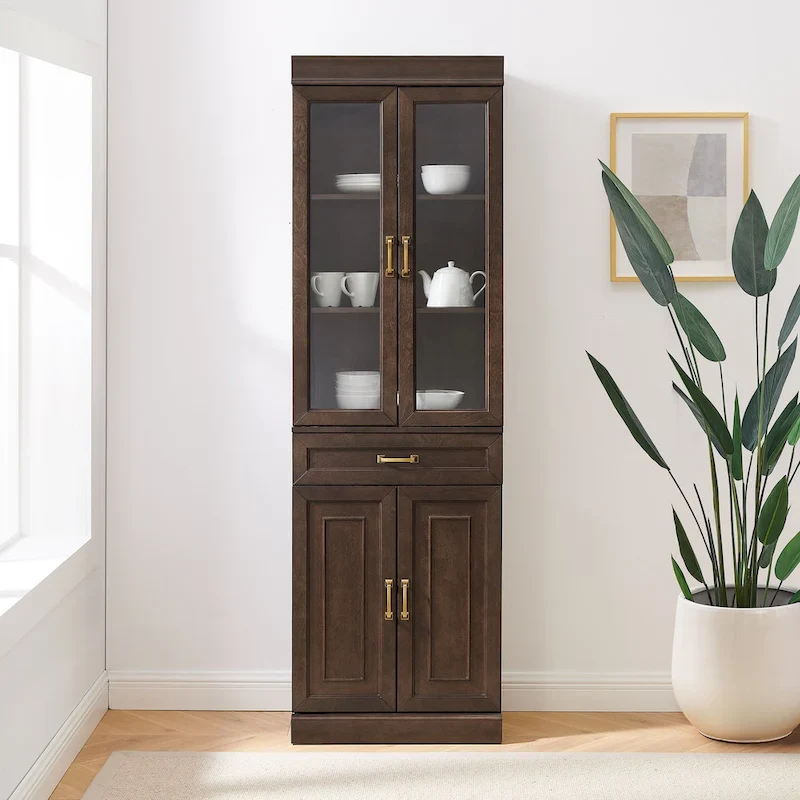 Glass Door Kitchen Storage Pantry Cabinet