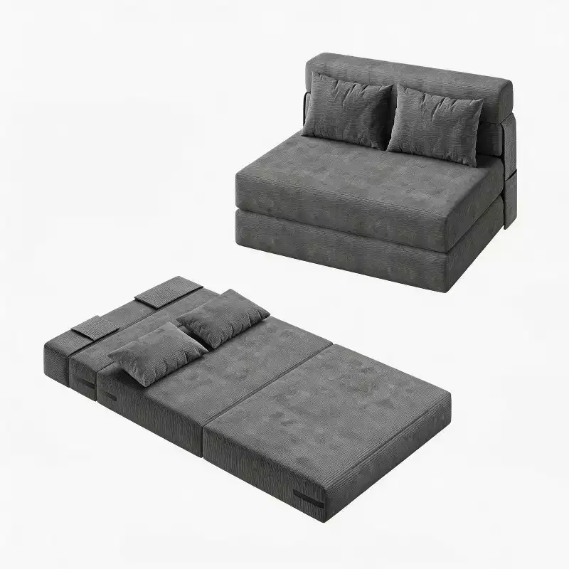 4-in-1 Folding Sofa Bed & Sleeper Chair w/ Pillow, 76 Convertible Fold Out Tufted Loveseat Couch, Floor Lounge Futon for Bedroom & Guest Room